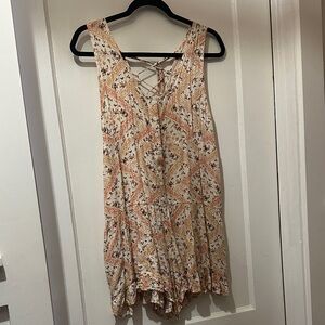 Promesa Beige and Pink Patterned Romper